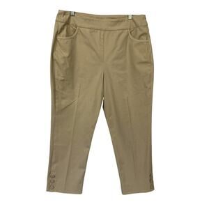 Soft Surroundings Pants Womens XL Beige Khaki Ankle Crop Pull On Pockets 34x24